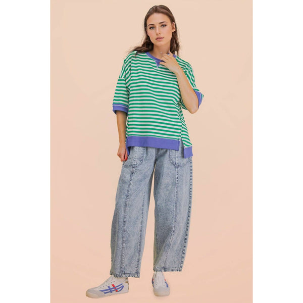Oversized Stripe Casual Knit Top