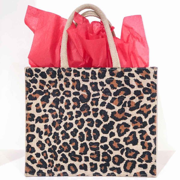 The Royal Standard - Leopard Gift Tote   Natural/Black/Gold   12x10x8