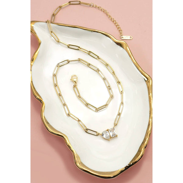 18K STAINLESS STEEL TARNISH FREE RHIN NECKLACE