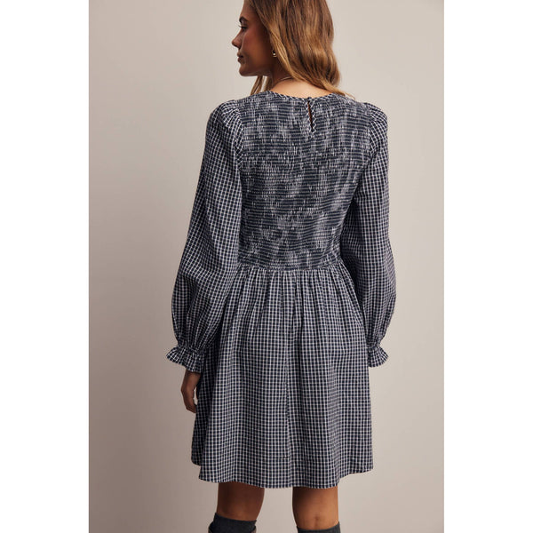 Smocked Gingham Mini Dress