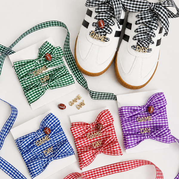 Game Day Gingham Shoe Lace Charm Set