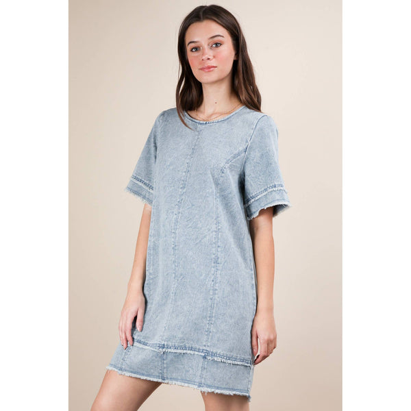 Washed Denim Shift Mini Dress by VERY J