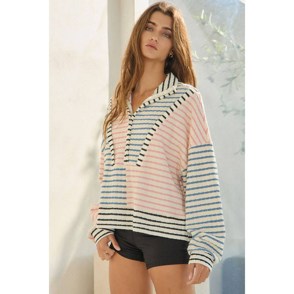 Half Zip Striped Top
