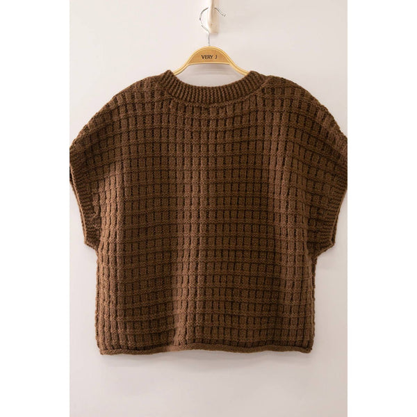Waffle Texture Crop Cardigan