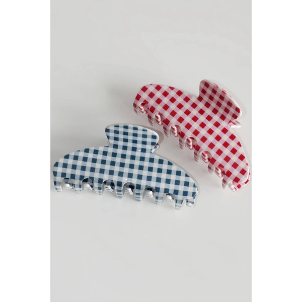 JOSSLYN by wall to wall - JUMBO STRIPE PLAID OVAL HAIR CLAW CLIPS | 40H1020