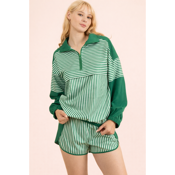 Stripe Active Top & Shorts Set