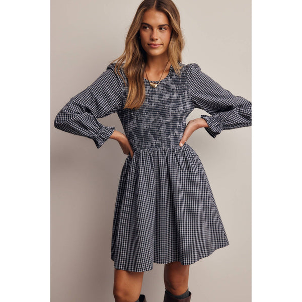 Smocked Gingham Mini Dress