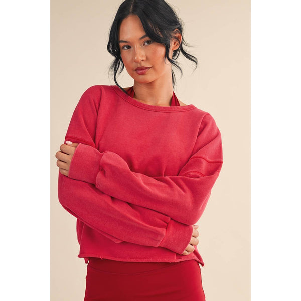 Mineral Wash Cutout Back Layering Sweatshirt