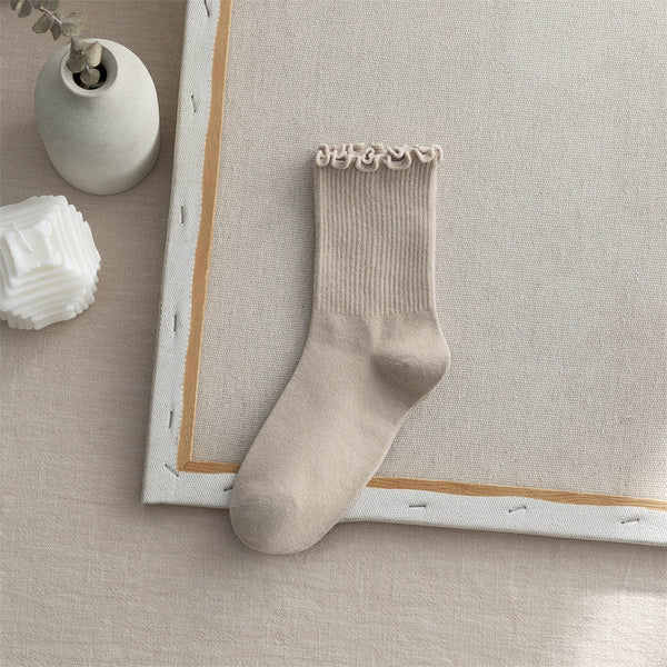 Flounce Solid Color Simple Sweet Socks