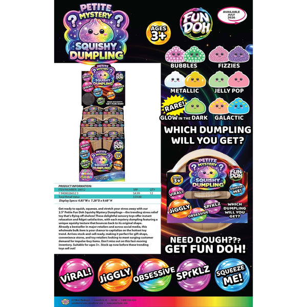 Novelty Brands - Fun Doh Petite (Mini) 2.5" Mystery Dumpling Squishy Toy