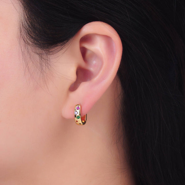 24K Gold Filled Multi-color Huggie Earrings