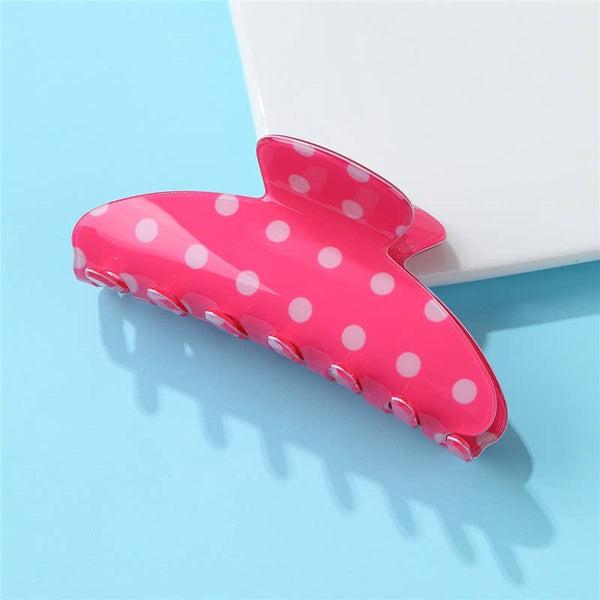 Retro Polka Dot Hair Claw - Glossy Spotted French