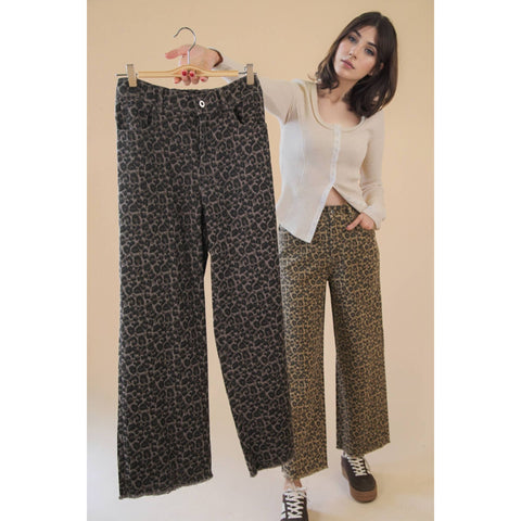 Leopard Printed Marine Straight Pants