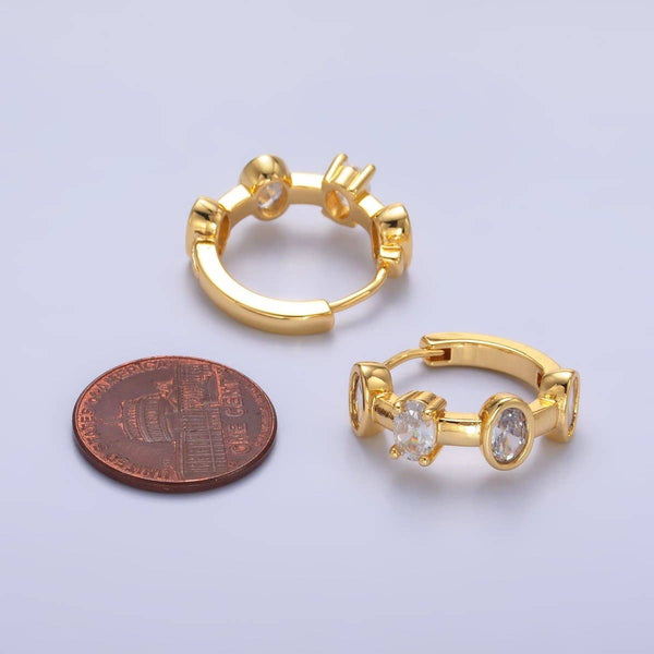 24K Gold Filled Bezel Huggie Hoop Earrings