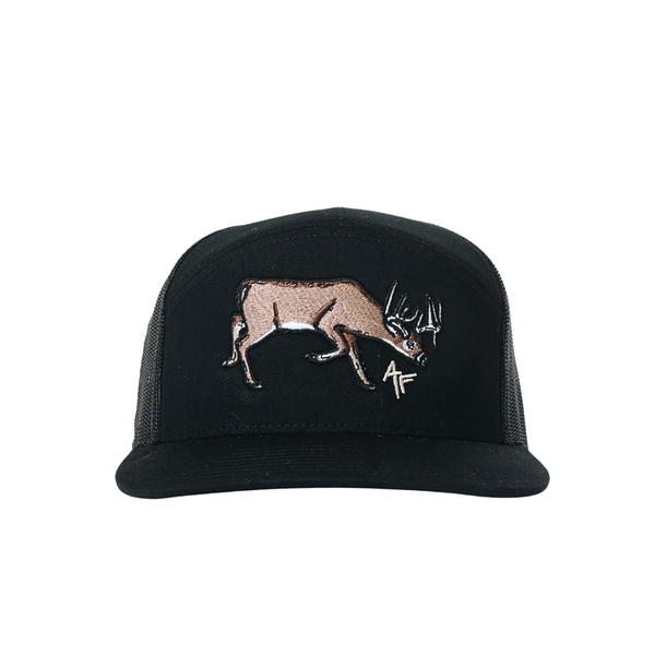 American Fetcher White Tail 7 Panel Black Hat