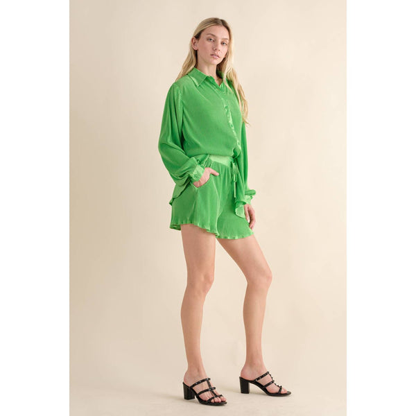 Accordian Blouse Short Lounge Set