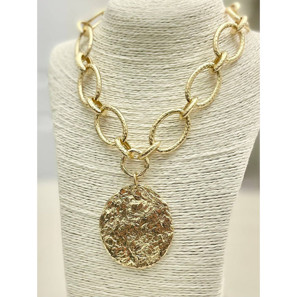 Hammered Link Chain w/Pendant