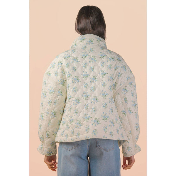 Floral Print Quilted Oversized Casual Jacket