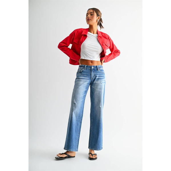 Mica Denim - Low Rise Wide Loose Fit Jeans