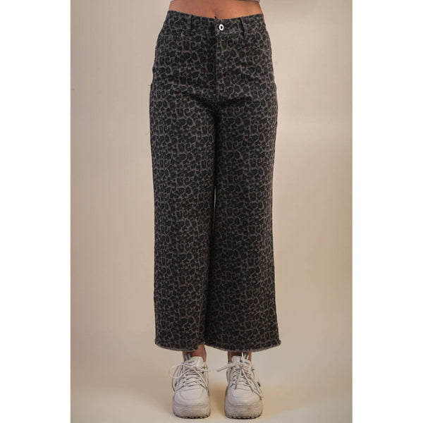 Leopard Printed Marine Straight Pants