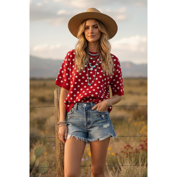 Oversized Polka Dot Sweater Top