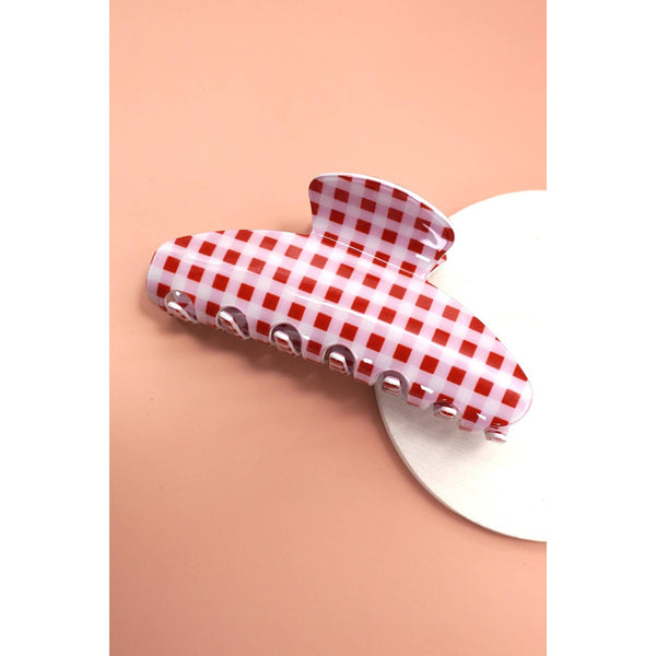 JOSSLYN by wall to wall - JUMBO STRIPE PLAID OVAL HAIR CLAW CLIPS | 40H1020