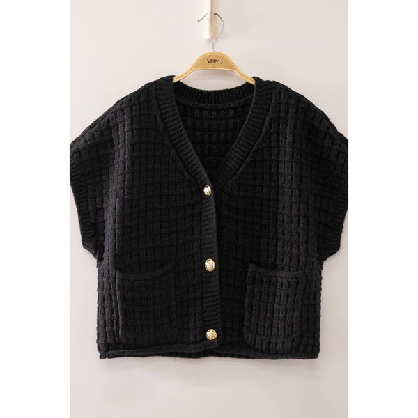 Waffle Texture Crop Cardigan