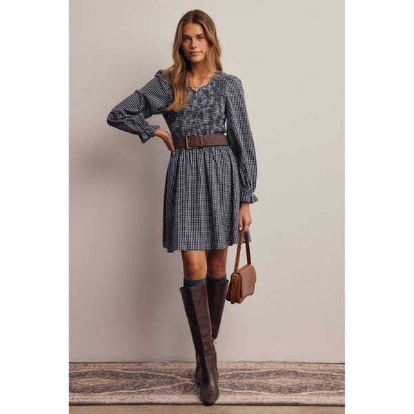 Smocked Gingham Mini Dress