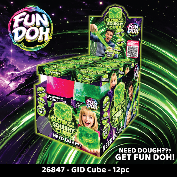 Fun Doh Glow in the Dark Squishy Sparkle Cube