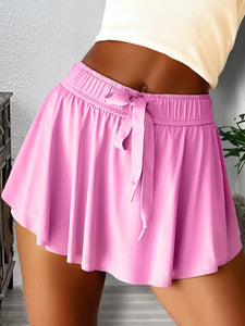 Drawstring High Waist Lined Tennis Skort