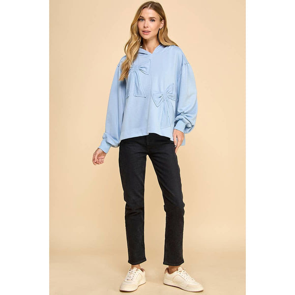 Oversized Hoodie with Accented Bows.
