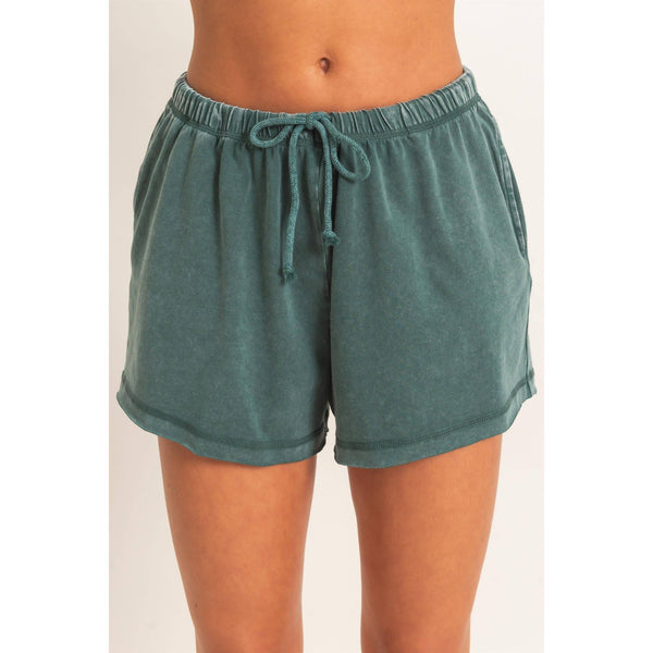 Mineral Wash Raw Edge Top And Shorts Set