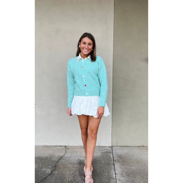 Faux Collar White Rhinestone