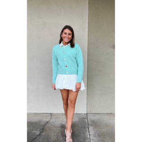 Faux Collar White Rhinestone