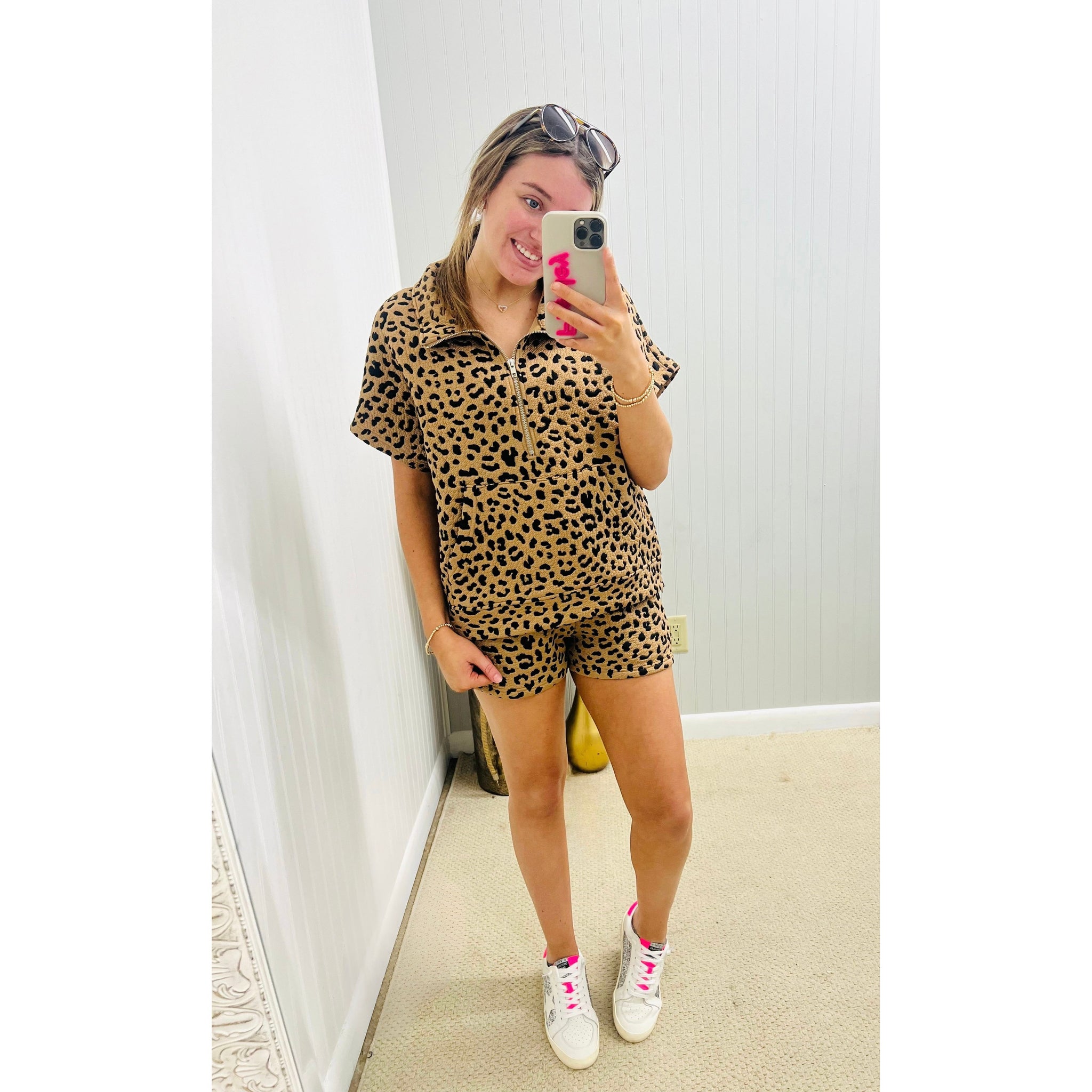 Leopard Knit Short Set