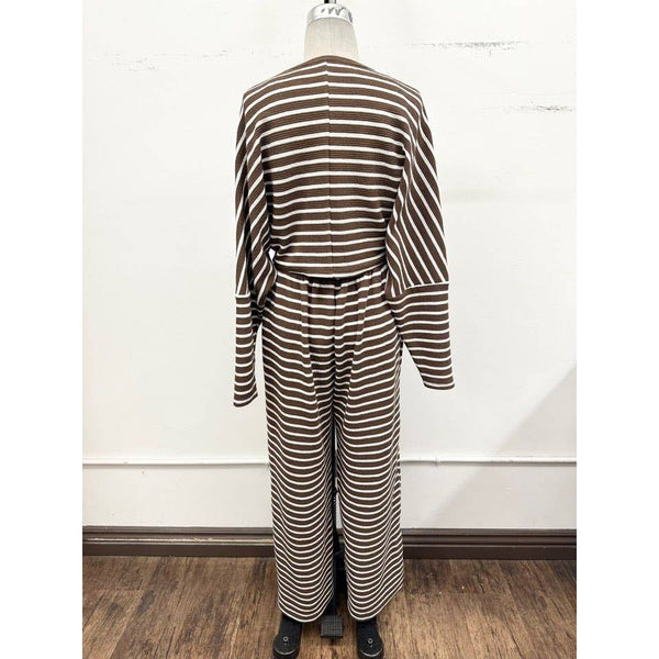 TIMING - Striped Lounge Top & Wide Leg Pant Set