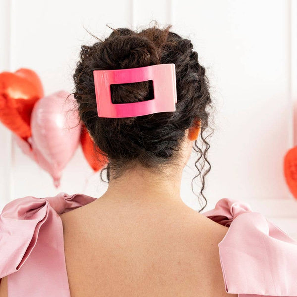 TELETIES - Flat Rectangle Hair Clip | Large | Kiss & Tell