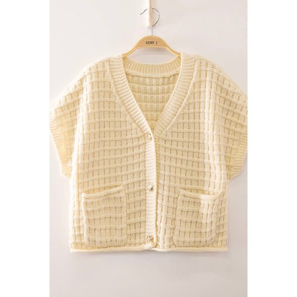 Waffle Texture Crop Cardigan
