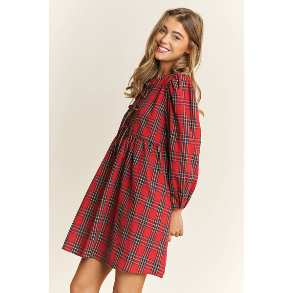Green Christmas Plaid Dress