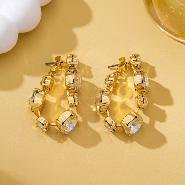 Cascading Round Cut Crystal Drop Earrings