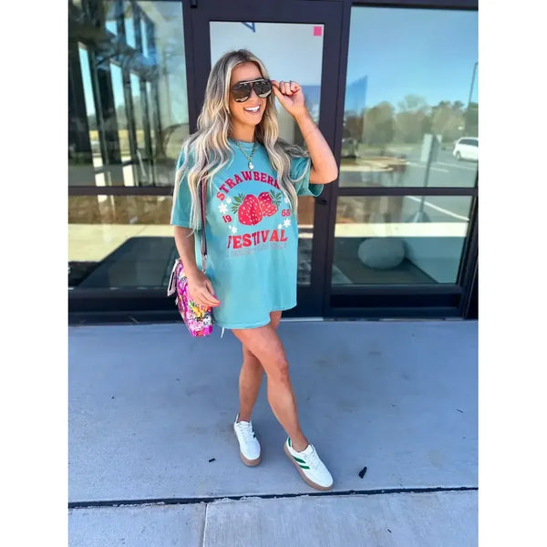 Strawberry Festival Seafoam Graphic Tee