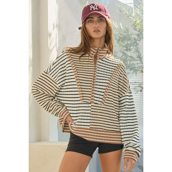 Half Zip Striped Top