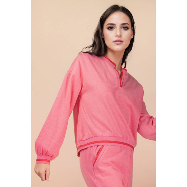 Block Band Detail Comfy Knit Top & Pants Set