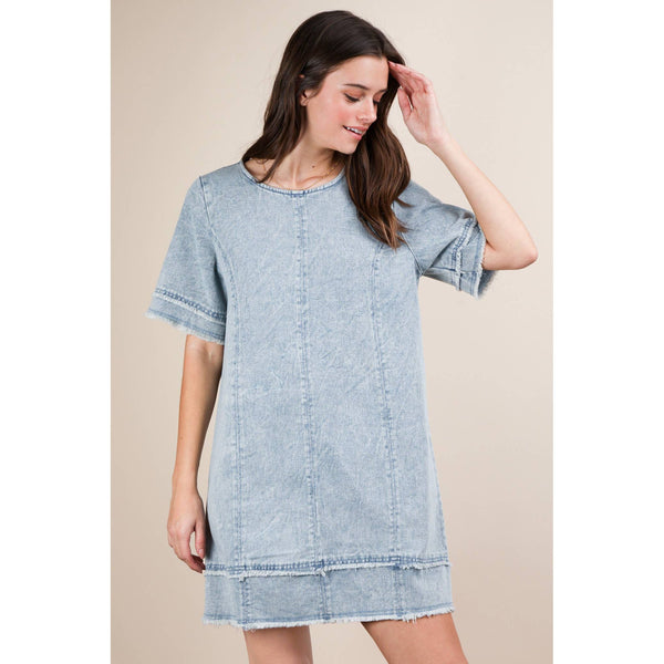 Washed Denim Shift Mini Dress by VERY J
