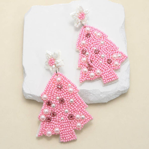 JOSSLYN by wall to wall - CHRISTMAS SEED BEADED STATEMENT DROP EARRINGS | 40E434