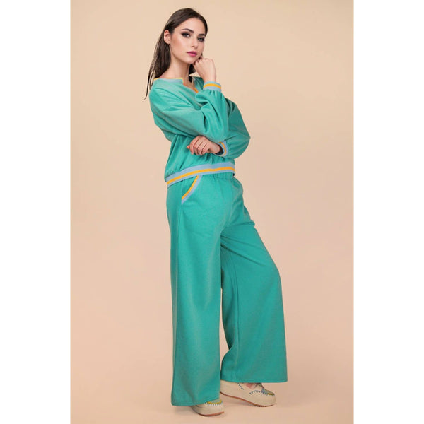 Block Band Detail Comfy Knit Top & Pants Set