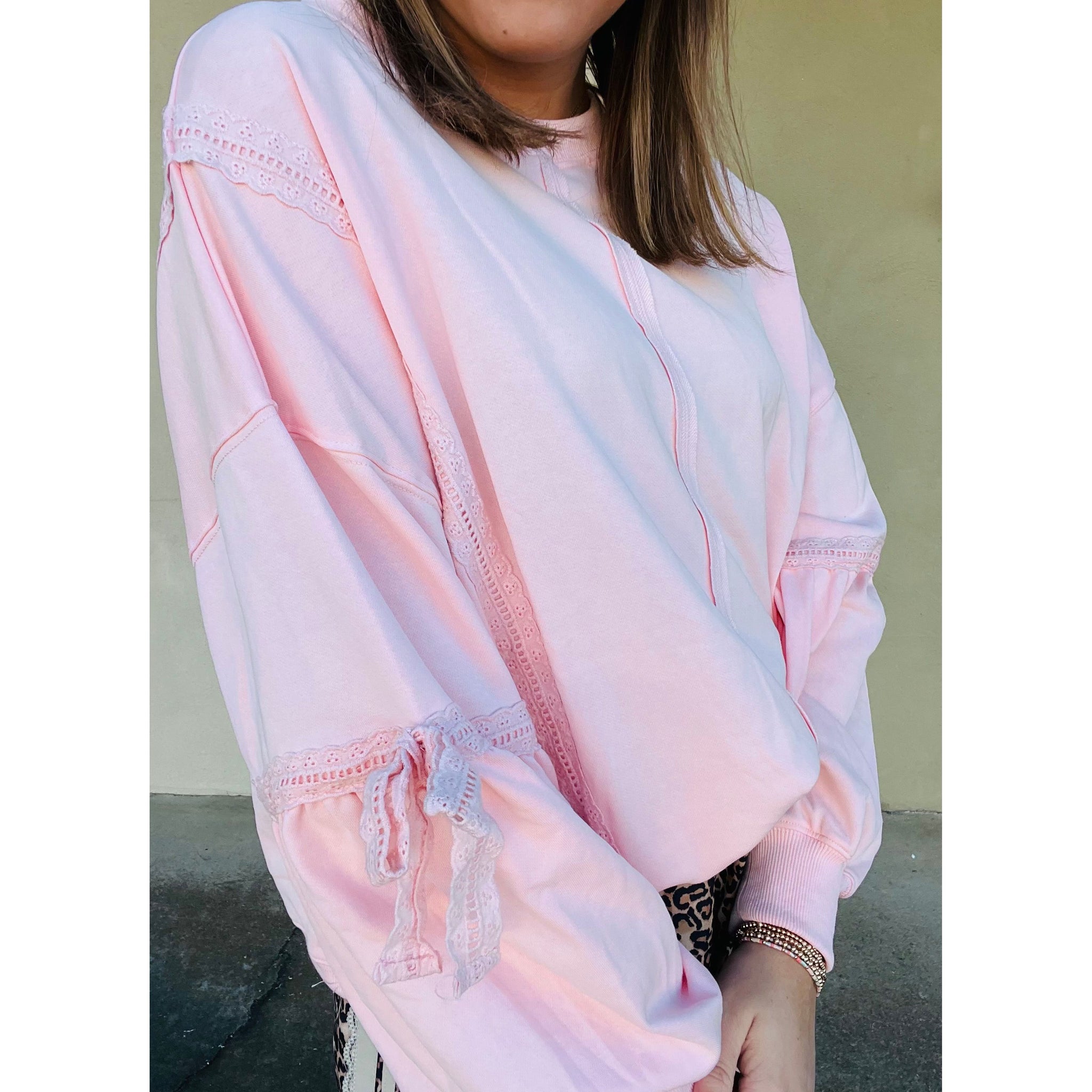 Scallop Trim With Sleeve Bow Detail Sweatshirts – Southern Roots ...