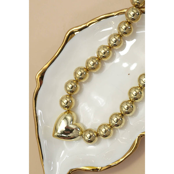JOSSLYN by wall to wall - PUFFY HEART BALL CHAIN NECKLACE | 40NK9484