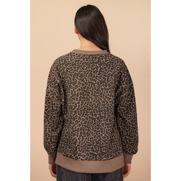 Leopard Printed Knit Casual Top