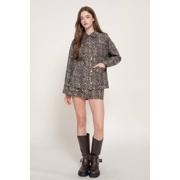 Leopard Jacket and Skirt Set
